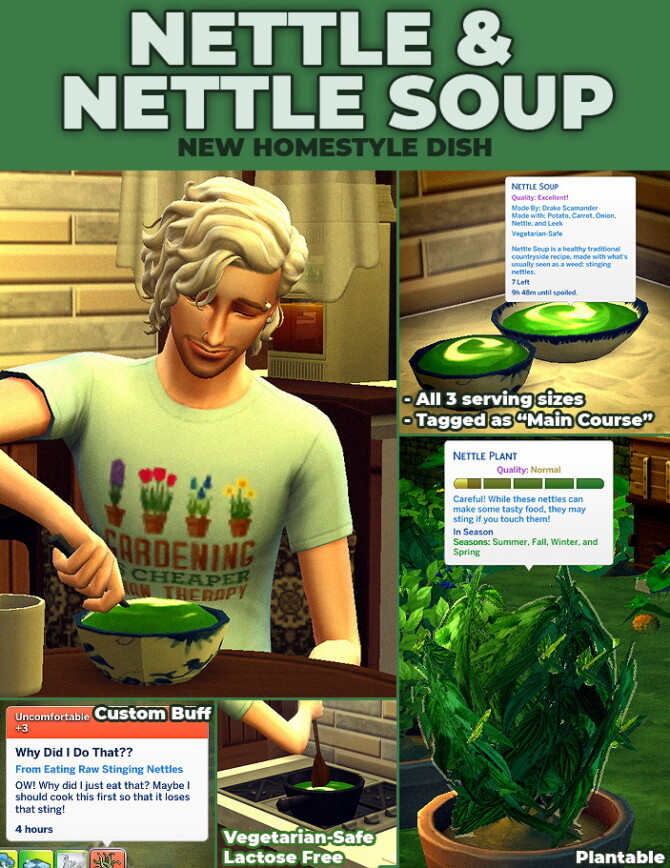 Sims 4 Nettle Soup Custom Recipe & Harvestable Nettle Pack at Mod The Sims 4