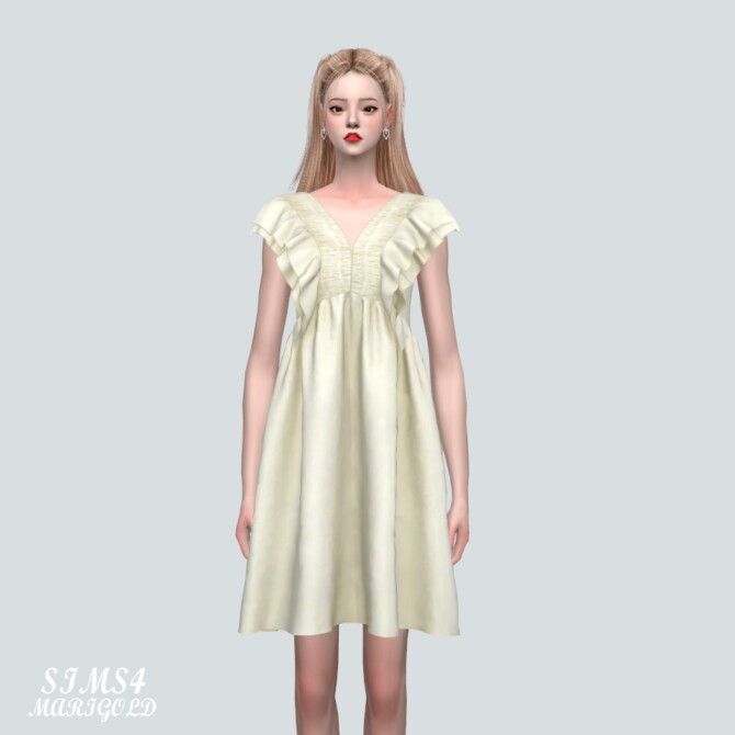 Sims 4 Sleeveless Frill Mini Dress at Marigold