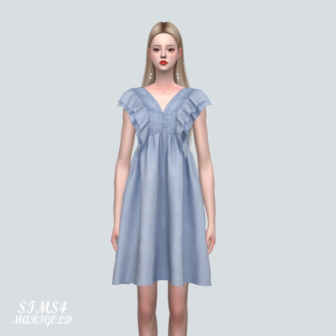 Sims 4 Sleeveless Frill Mini Dress at Marigold