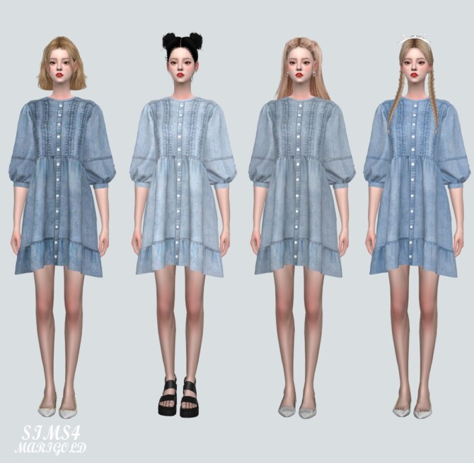 Sims 4 Denim Mini Dress 91 at Marigold