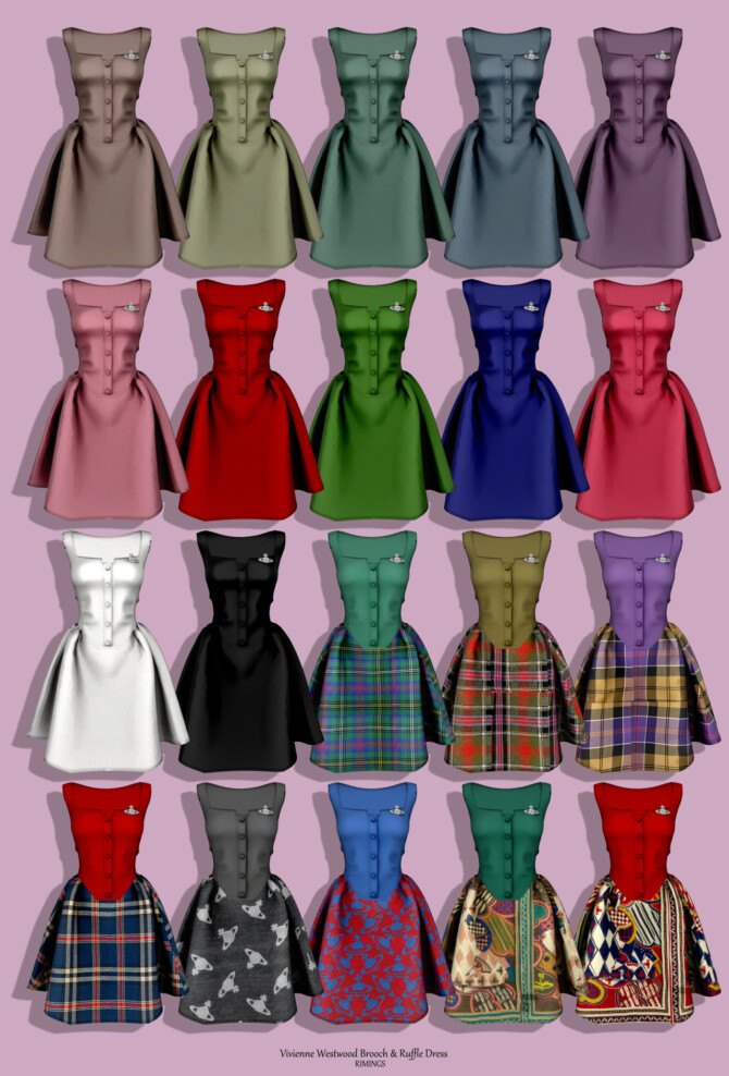 Sims 4 Brooch & Ruffle Dress at RIMINGs