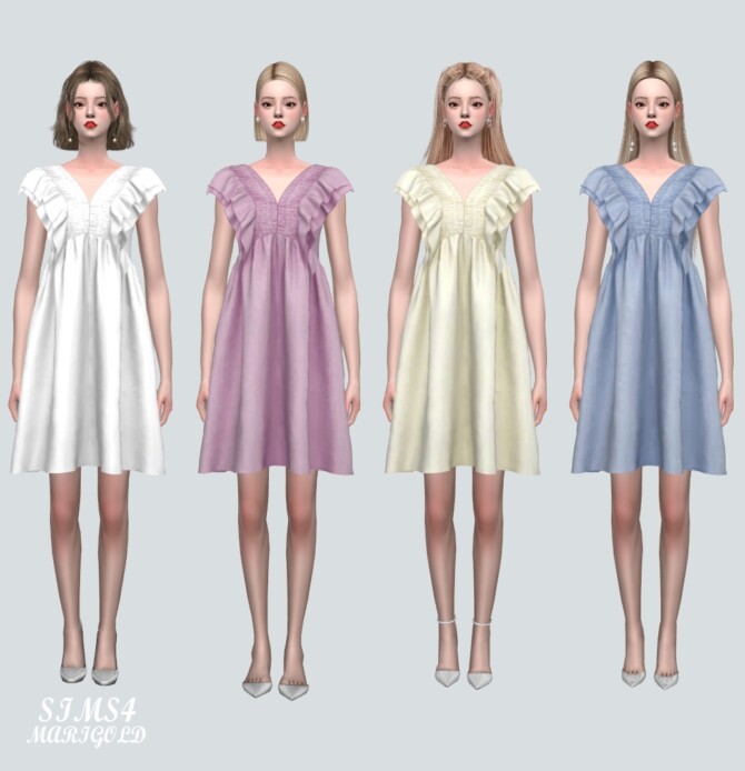 Sims 4 Sleeveless Frill Mini Dress at Marigold