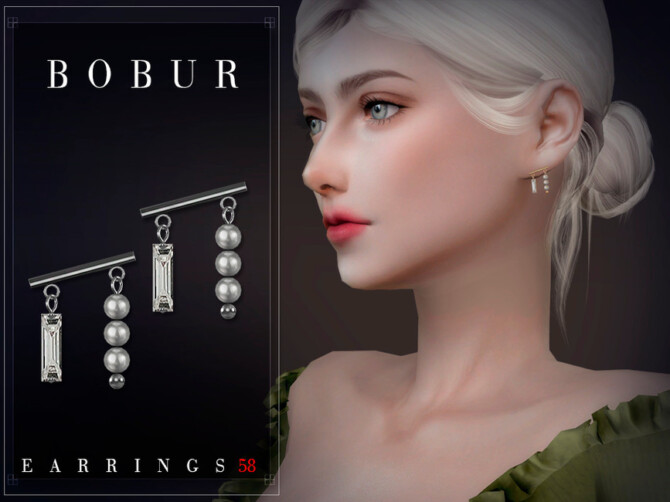 Sims 4 Diamond pearl earrings by Bobur3 at TSR