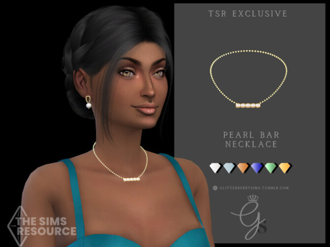Sims 4 Pearl Bar Necklace by Glitterberryfly at TSR