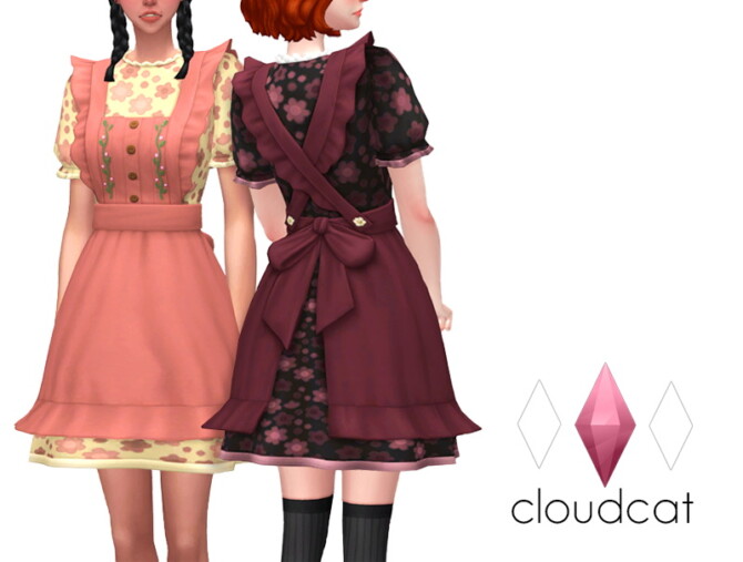 Sims 4 Cottagecore Maid Dress for TF EF by Lumikello at Mod The Sims 4
