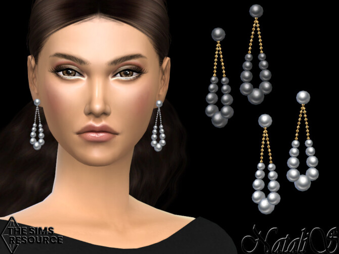 Sims 4 Graduated pearl teardrop earrings by NataliS at TSR