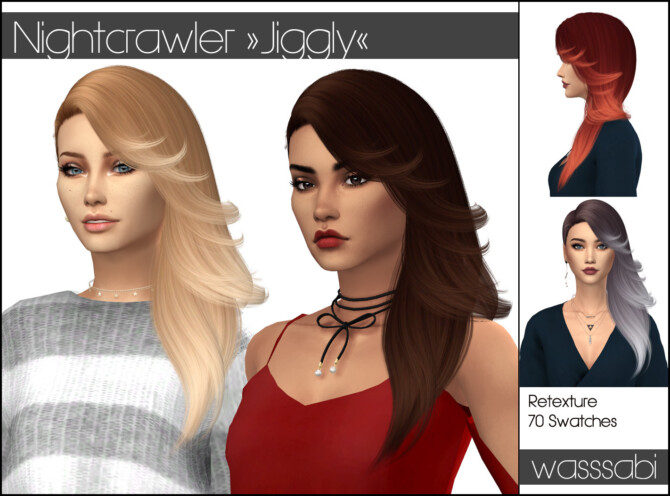 Sims 4 Nightcrawler Jiggly hair retextured at Wasssabi Sims