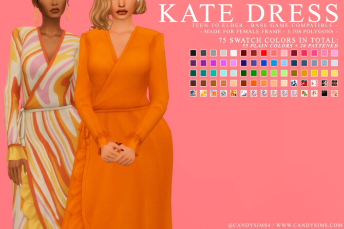 Sims 4 KATE wrapped dress with ruffles at Candy Sims 4