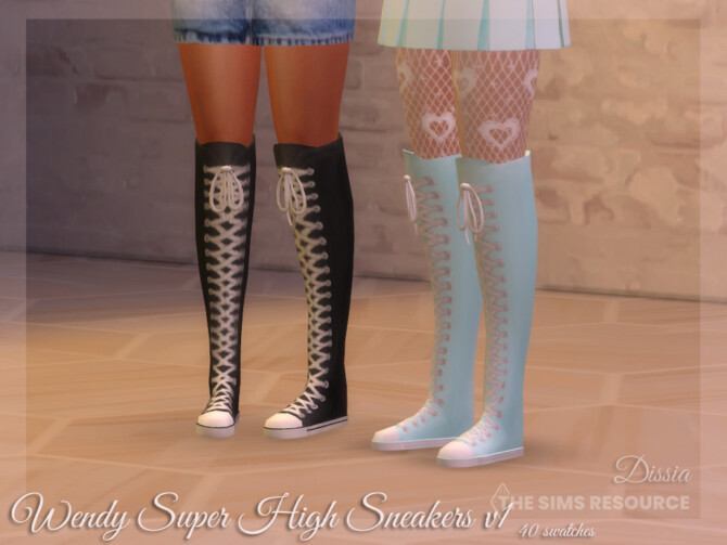 Sims 4 Wendy Super High Sneakers v1 by Dissia at TSR