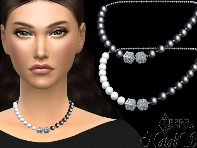Sims 4 Pave cube beaded short necklace by NataliS at TSR