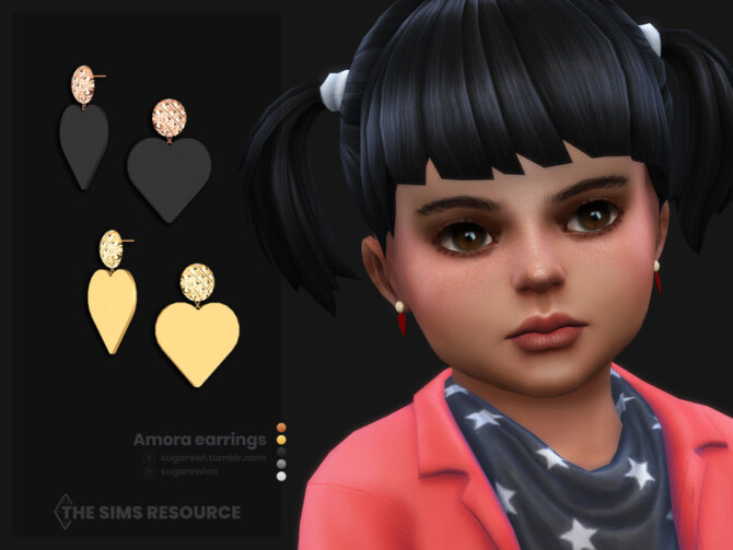 Sims 4 Amora earrings for toddlers by sugar owl at TSR