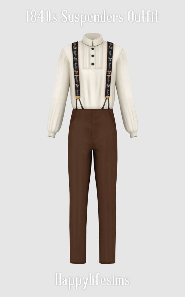 Sims 4 1840s Suspenders Outfit at Happy Life Sims