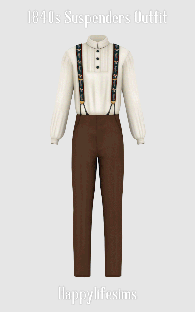 Sims 4 1840s Suspenders Outfit at Happy Life Sims