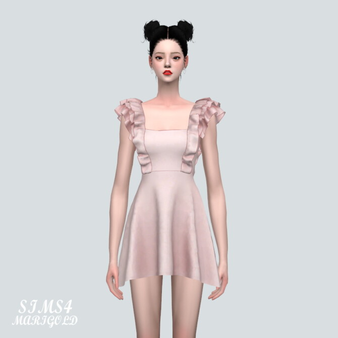 Sims 4 Lovely 3 Frill Mini Dress at Marigold