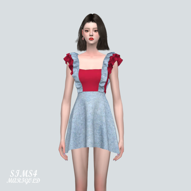 Sims 4 3 Lovely 3 Frill Mini Dress v2 at Marigold