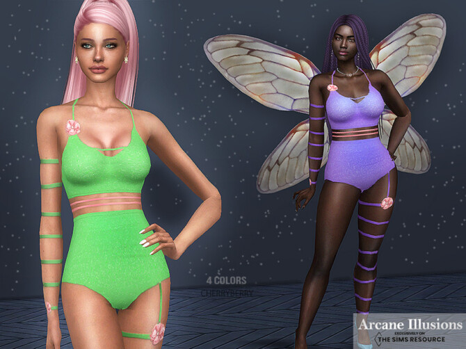 Sims 4 Arcane Illusions Fairy Outfit by CherryBerrySim at TSR