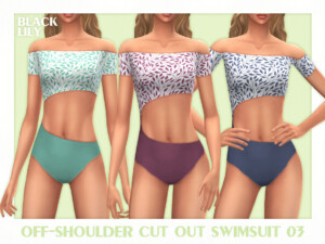 Off-Shoulder Cut Out Swimsuit 03 by Black Lily at TSR