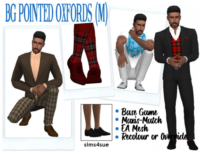 Sims 4 BG POINTED OXFORDS (M) at Sims4Sue