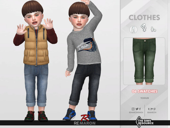 Sims 4 Denim cropped pants 01 for Toddler by remaron at TSR
