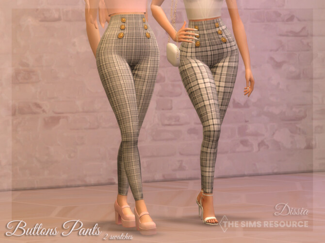 Sims 4 Buttons Pants by Dissia at TSR
