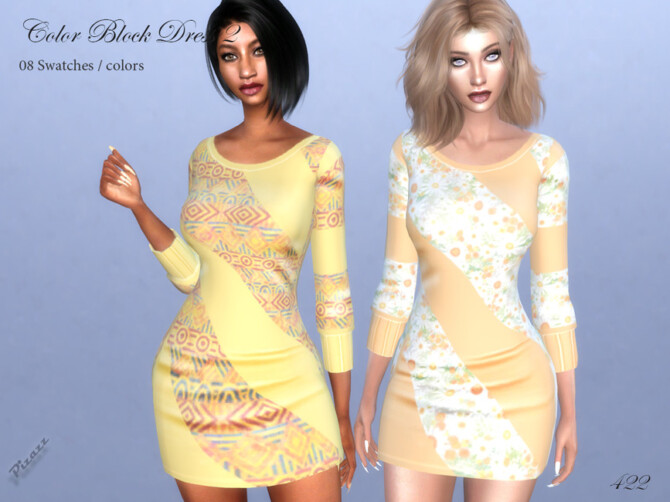 Sims 4 Color Block Dress 2 by pizazz at TSR