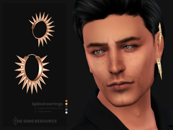 Sims 4 Spiked male earrings | Left by sugar owl at TSR