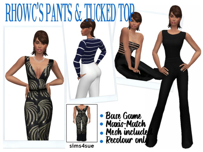 Sims 4 RHOWC’S PANTS & TUCKED TOP at Sims4Sue