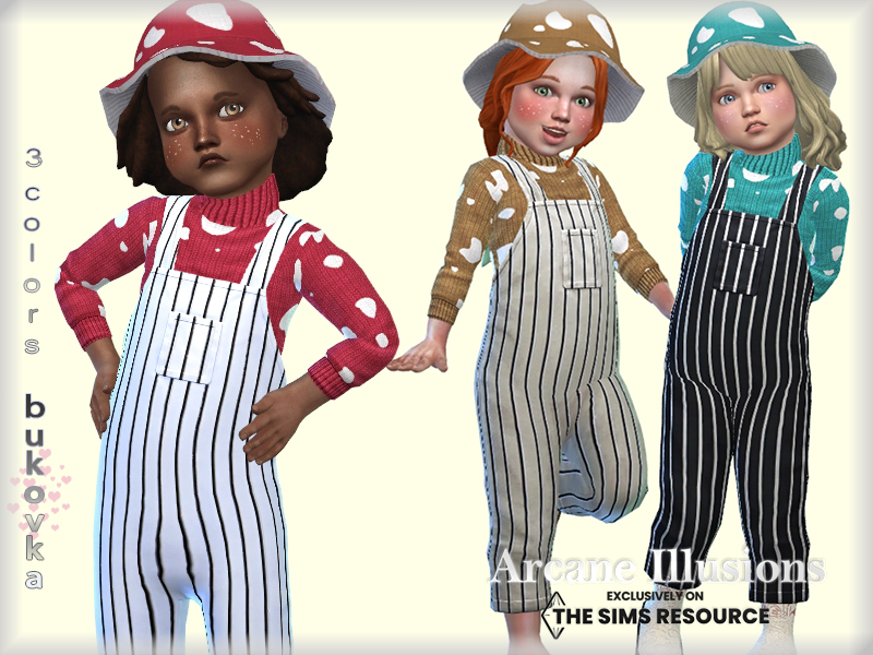 Arcane Illusions - Mushroom Overalls Toddler By Bukovka At Tsr » Sims 4 