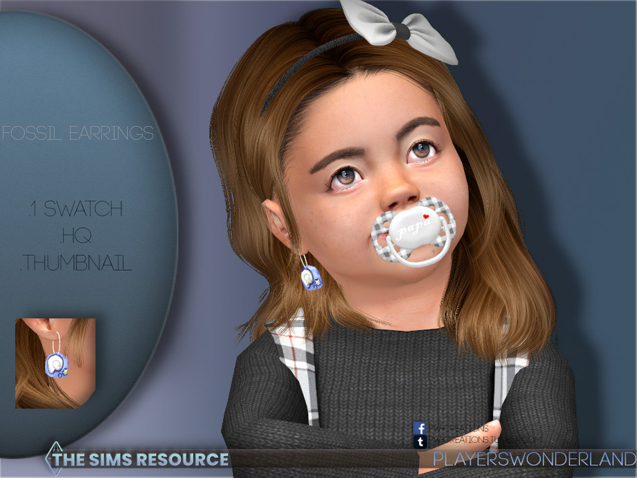 Fossil Earrings TODDLER by PlayersWonderland at TSR » Sims 4 Updates