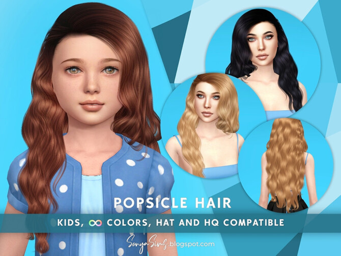 Sims 4 Popsicle Hair KIDS by SonyaSimsCC at TSR