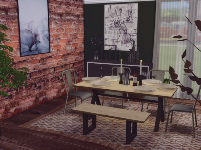 Sims 4 Industrella Dining Room by GenkaiHaretsu at TSR