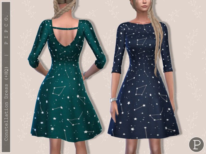 Sims 4 Constellation Dress by Pipco at TSR