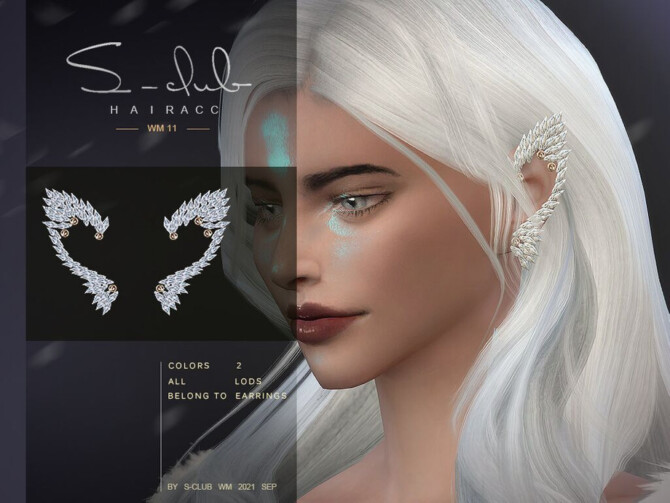 Sims 4 Arcane Illusions Diamond wings earrings by S Club at TSR