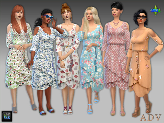 Sims 4 6 end of summer dresses by Mabra at Arte Della Vita