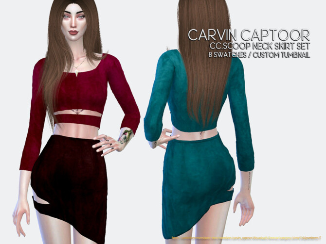 Sims 4 Neck skirt Set by carvin captoor at TSR