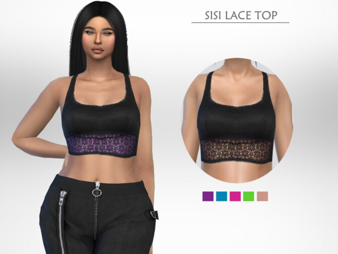 Sims 4 Sisi Lace Top by Puresim at TSR