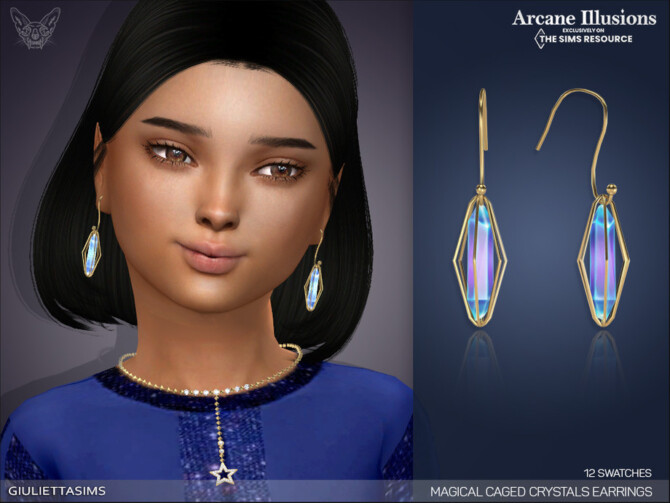 Sims 4 Arcane Illusions   Magical Caged Crystal Earrings kids by feyona at TSR