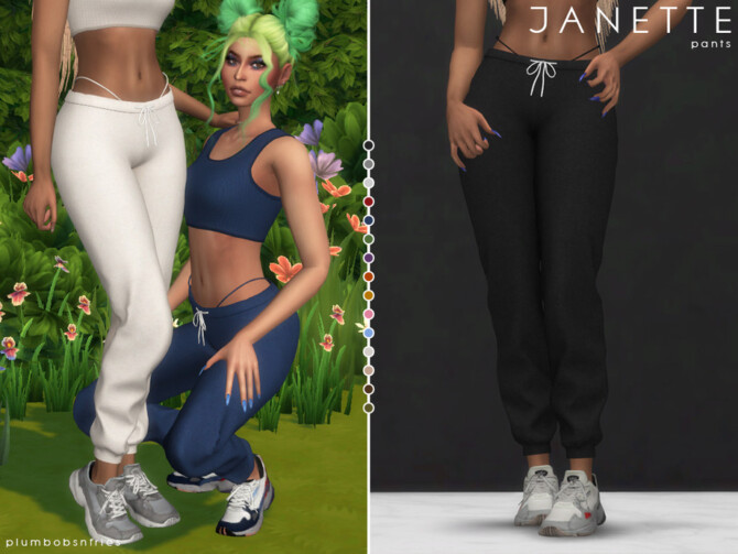 Sims 4 JANETTE pants by Plumbobs n Fries at TSR
