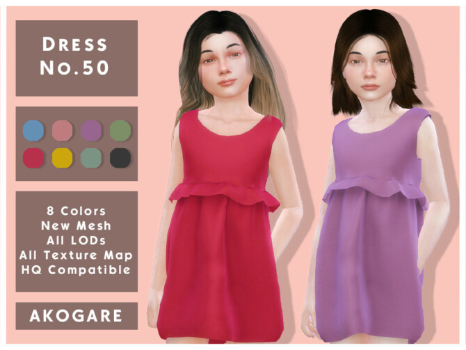 Sims 4 Dress No.50 by Akogare at TSR