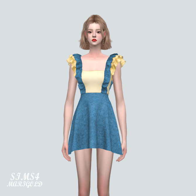 Sims 4 3 Lovely 3 Frill Mini Dress v2 at Marigold