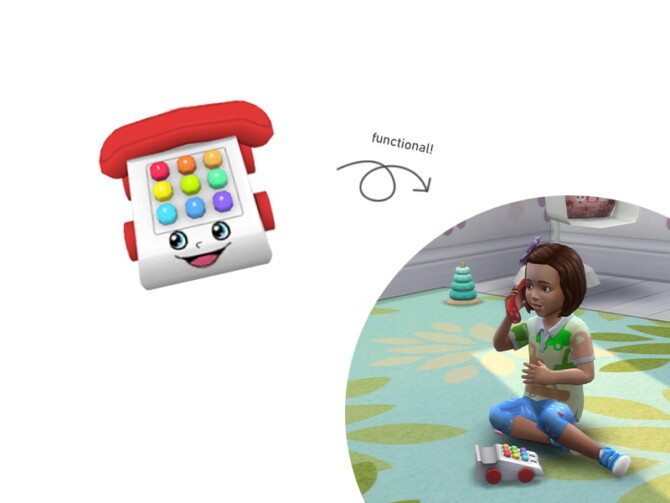 Sims 4 Functional toddler play telephone by PandaSamaCC at TSR