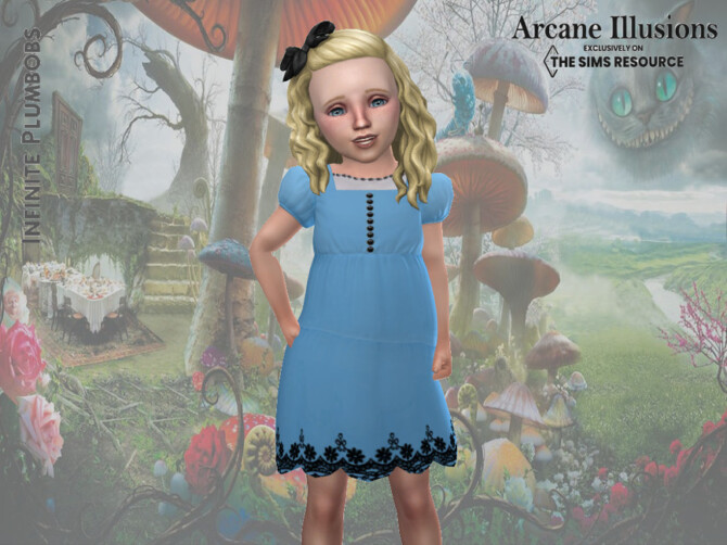 Sims 4 Arcane Illusions Toddler Alice Dress by InfinitePlumbobs at TSR