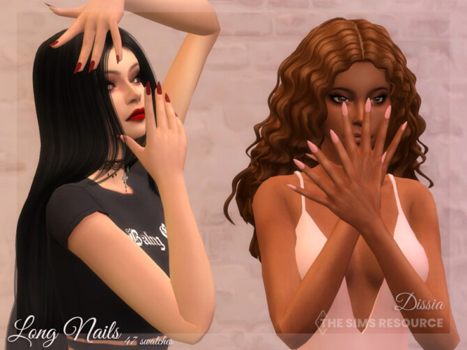 Sims 4 Long Nails by Dissia at TSR