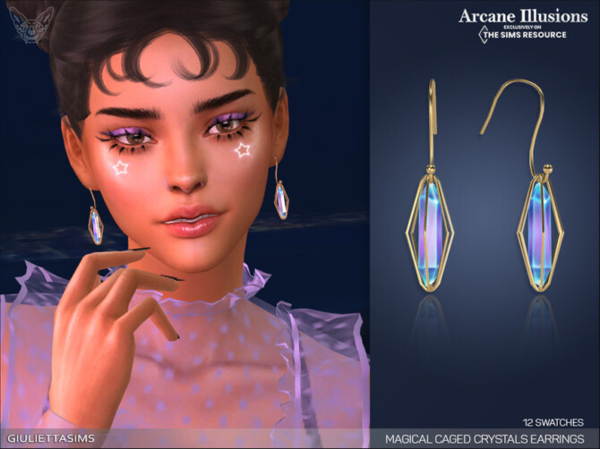Sims 4 Arcane Illusions   Magical Caged Crystal Earrings by feyona at TSR