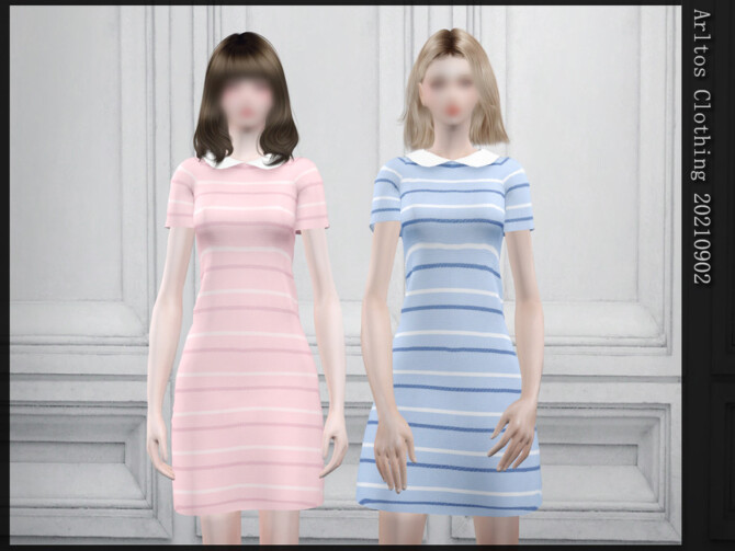 Sims 4 Stripe dress by Arltos at TSR