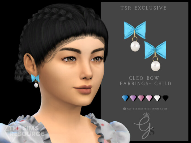 Sims 4 Cleo Bow Earrings Child by Glitterberryfly at TSR