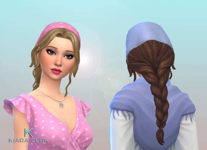 Sims 4 Braid Bandana Hair at My Stuff Origin