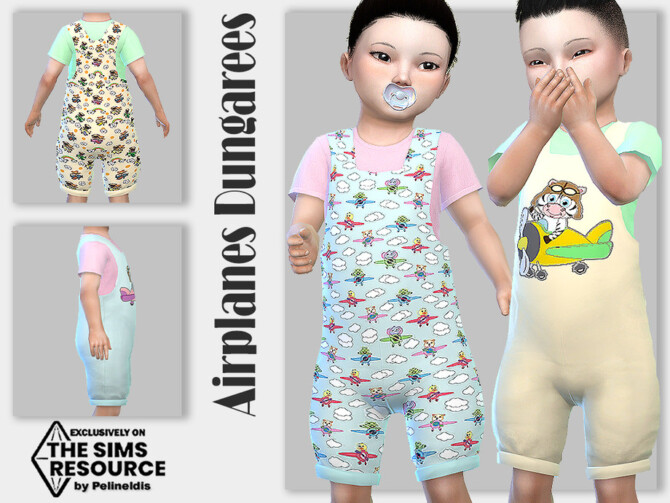Sims 4 Airplane Dungarees by Pelineldis at TSR