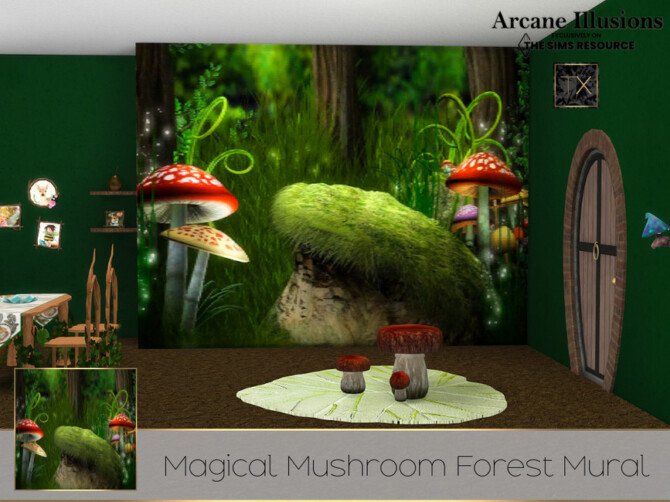 Sims 4 Arcane Illusions   Magical Mushroom Forest Mural by theeaax at TSR