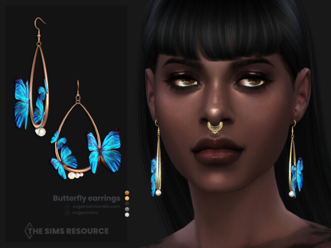 Sims 4 Butterfly female earrings by sugar owl at TSR